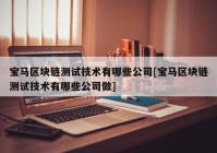 宝马区块链测试技术有哪些公司[宝马区块链测试技术有哪些公司做]